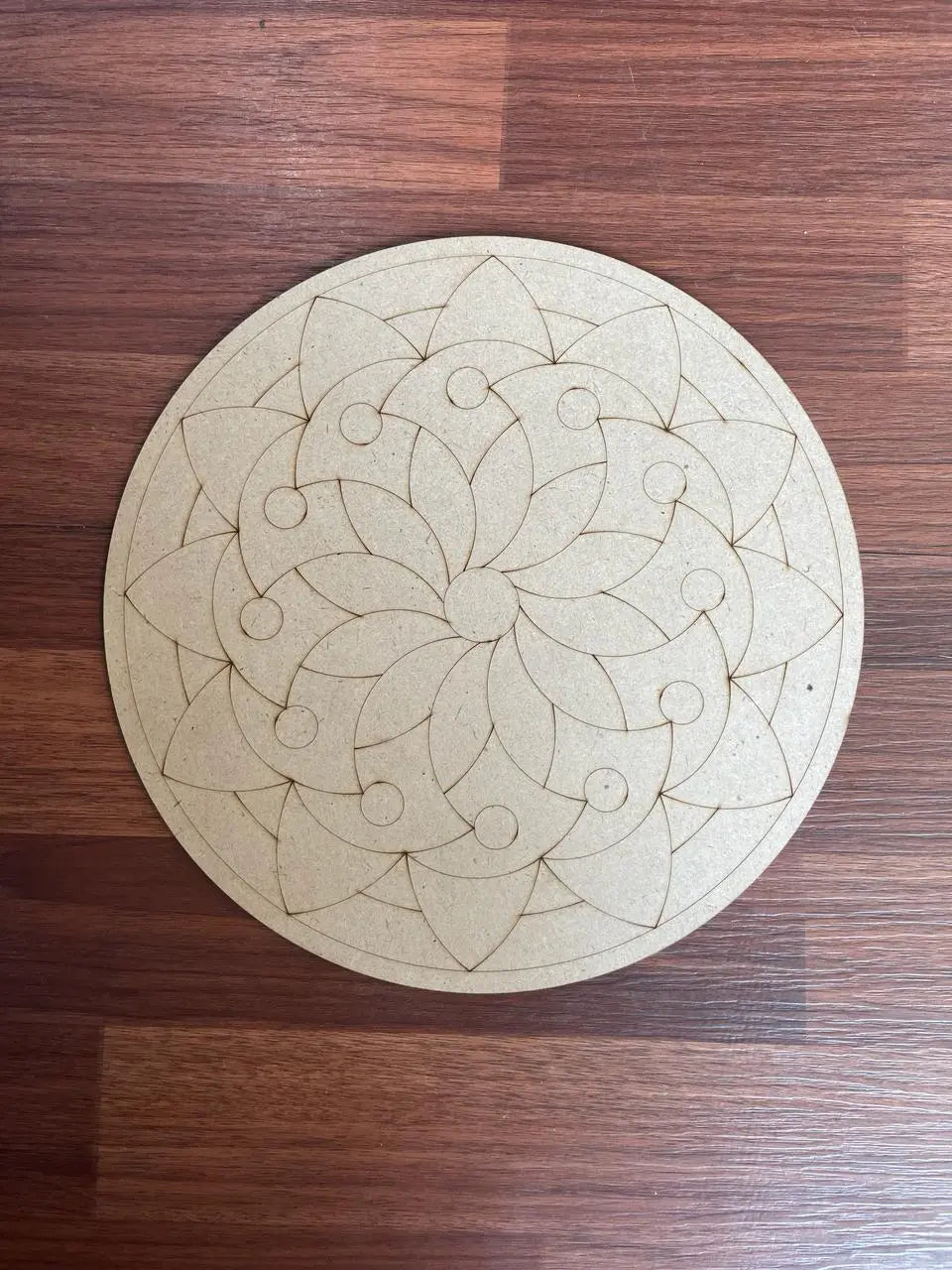 Pre-Marked MDF Rangoli Mandala Symmetry Board - 10 Inch, 4mm Thick for Resin Art and Craft Projects