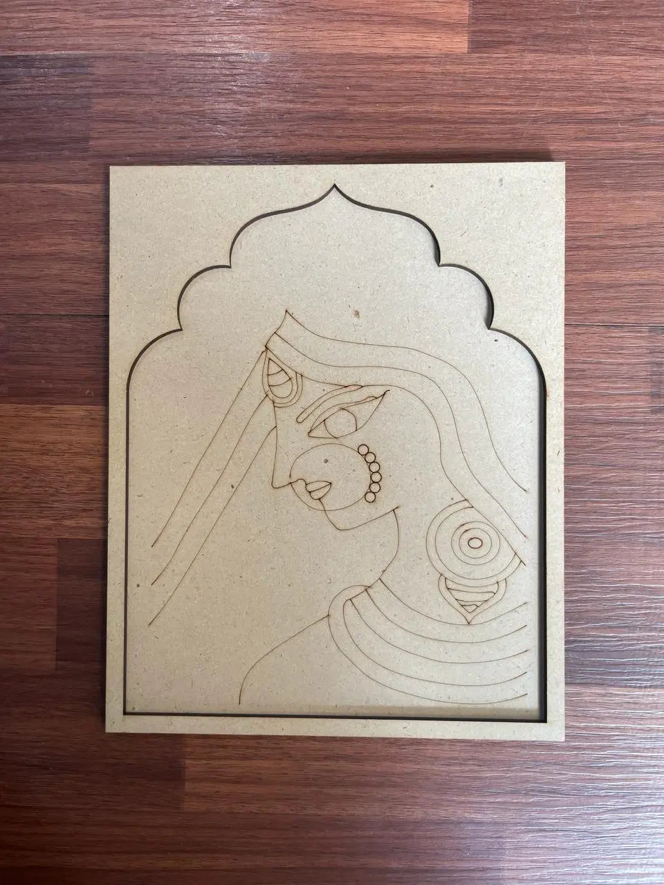 Pre-Marked MDF Princess Jharokha for Art and Craft - 8 x 10 inch, 4mm Thickness