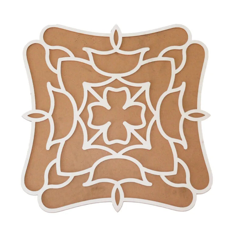 Diya floral Square Design MDF Rangoli Cutouts