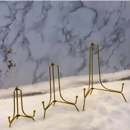 Foldable Metal Stand Set - 4, 6, 8 Inch, Golden and Black