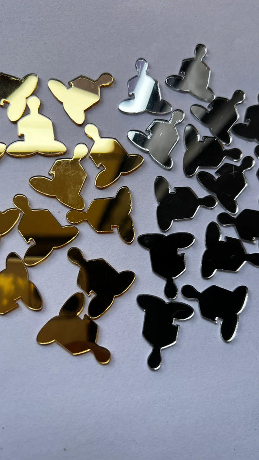 Acrylic Craft Mirror - MAN SITTING Shape - 23MM - 60 Piece