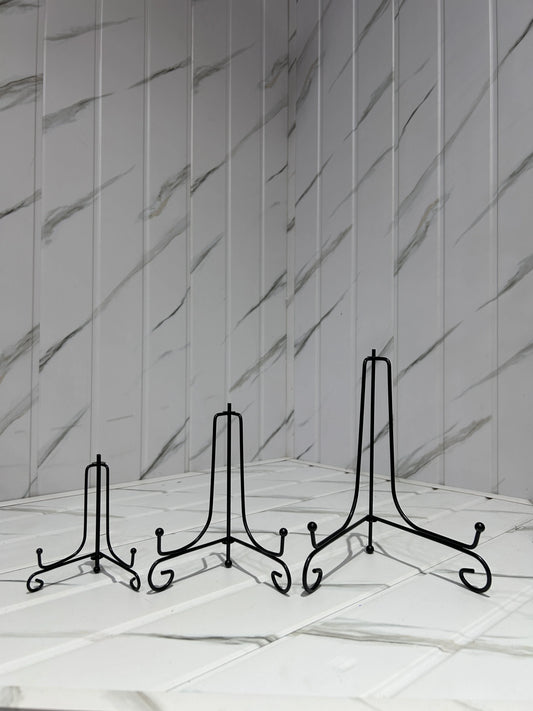 Foldable Curve Metal Stand for Displaying Resin Art - Black, Sizes 4", 6", 8"