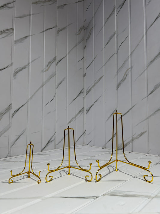 Foldable Curve Metal Stand (Golden) for Displaying Art - 4 inch, 6 inch, 8 inch