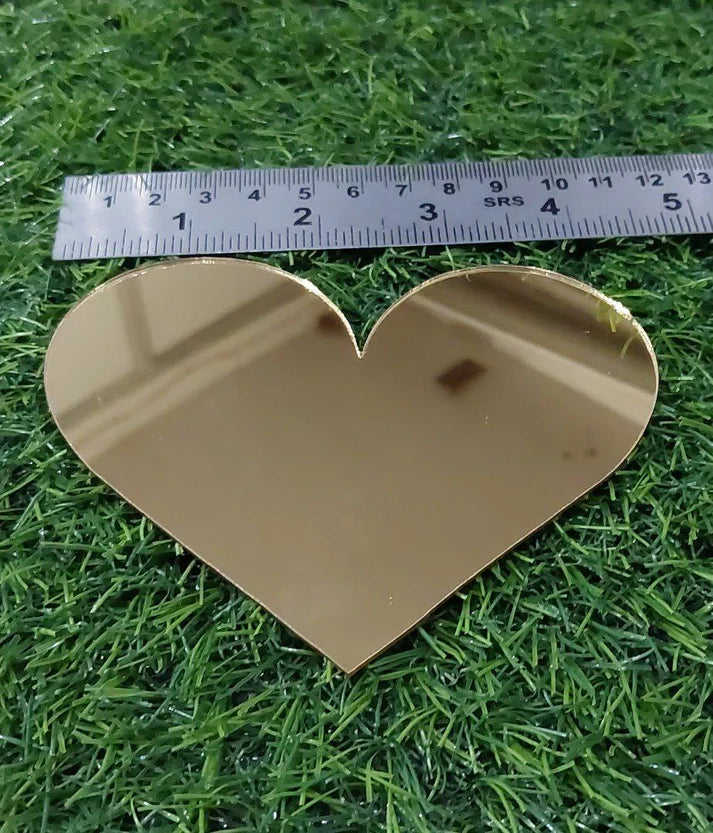 Acrylic Craft Mirror - BIG HEART Shape - Silver - 5 Pieces