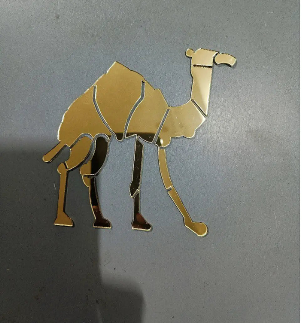 Acrylic Craft Mirror - CAMEL Shape - Golden - 3 Pieces