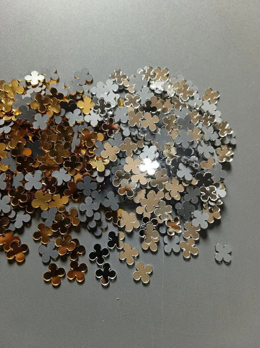 Acrylic Craft Mirror - FOUR PETAL FLOWER Shape - 12MM - 213 Pieces