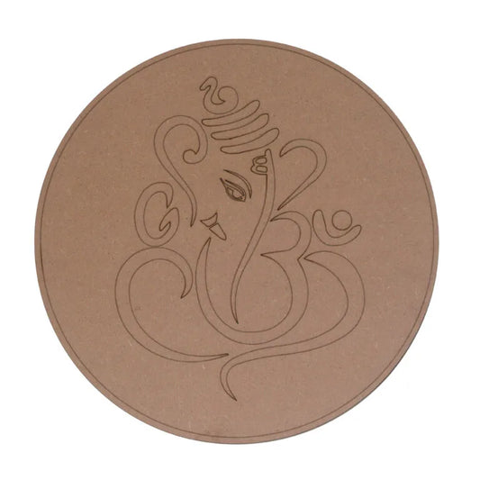 Pre-Marked MDF Circle Cutout with Ganesh Figure