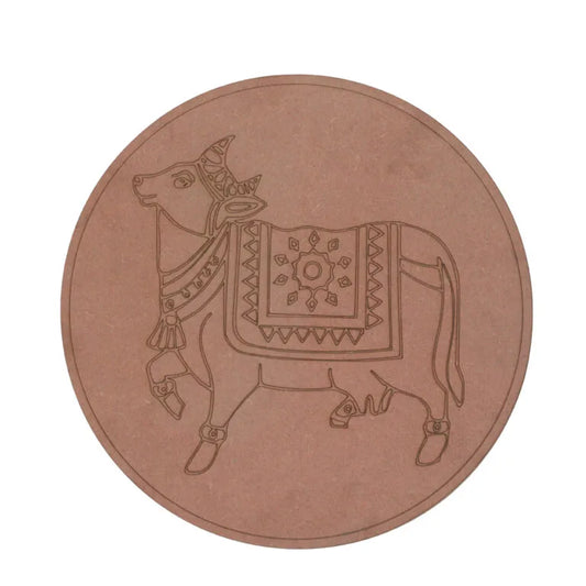 Pre-Marked MDF Circle Cutout with Cow Design