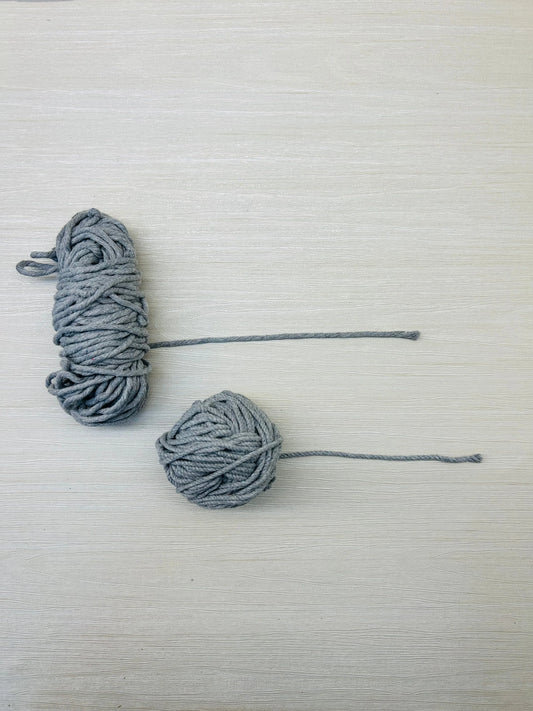 Light Grey Macramé Cord, Twisted and Single Style - 90-100 Grams, 3mm Thickness