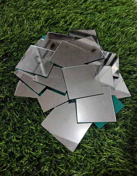 SILVER SQUARE SHAPE MIRROR - 50MM