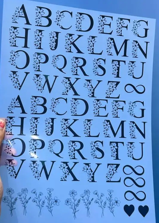 A4 Alphabet Insert Sheet for Resin Art and Craft Projects