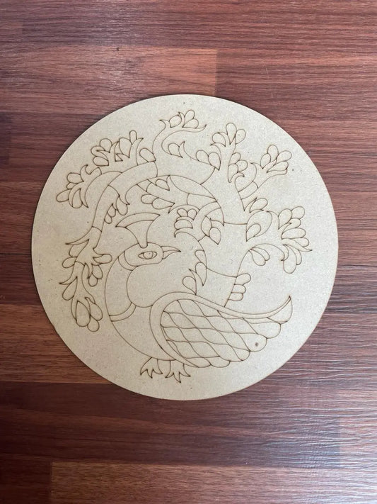 Pre-Marked MDF Tree Bird for Resin Art and Craft Projects - 10''