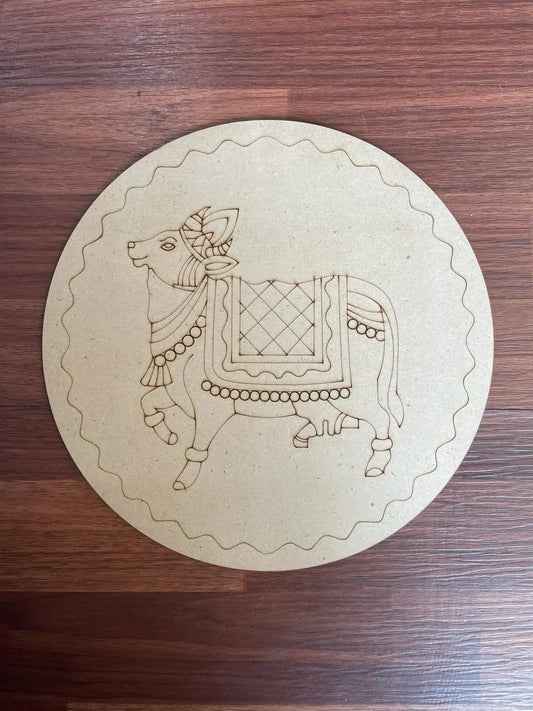 Pre-Marked MDF Cow Dressed - 10'' for Resin Art and Craft Projects
