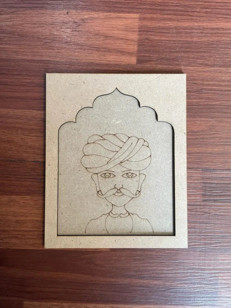 Pre-Marked MDF for Resin Art - Rajasthani Men (Jharokha) - 8 x 6 inch