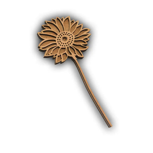 Vibrant Sunflower with Stem Cutout - 6 Inch