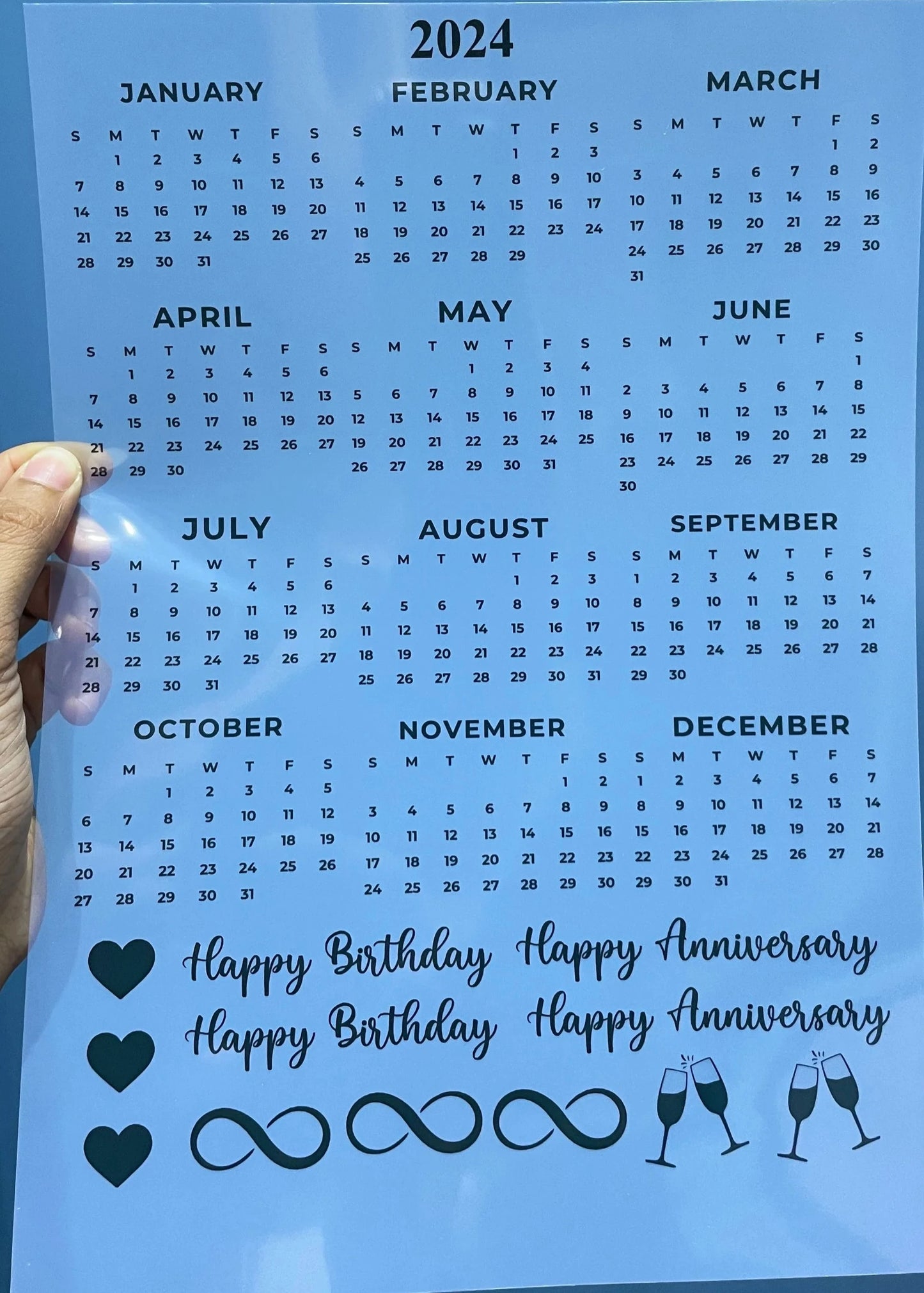 Transparent Valentine Insert Sheets for Resin Art and Crafts - Sizes A4, A5, A6