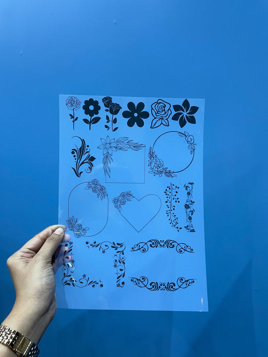 Flower Insert Sheets for Resin Art - Black & White, A4 & A6 Sizes