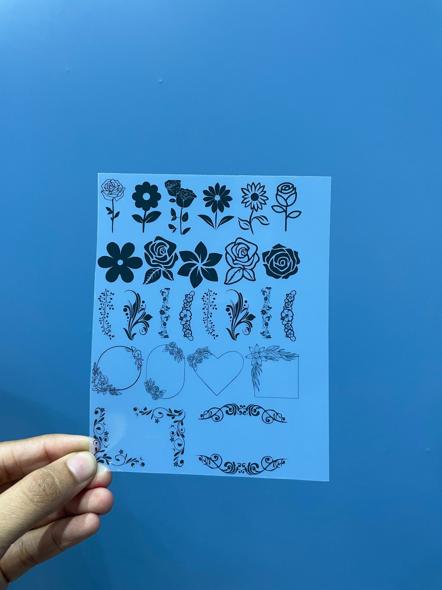 Flower Insert Sheets for Resin Art - Black & White, A4 & A6 Sizes