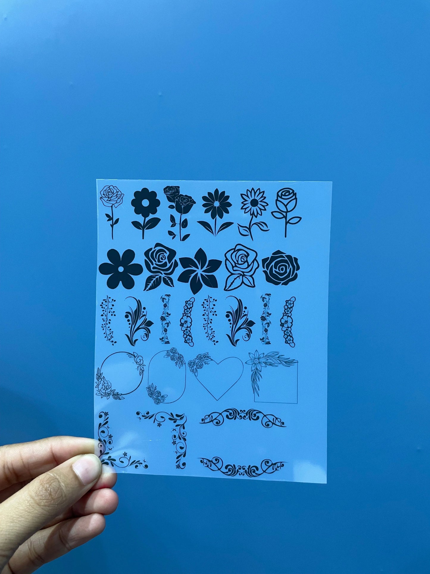 Flower Insert Sheets for Resin Art - Black & White, A4 & A6 Sizes